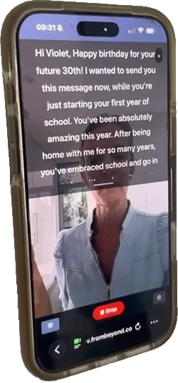 FromBeyond app showing the teleprompter in use